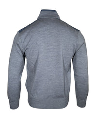 PAUL & SHARK TYPHOON COOL TOUCH WOOL 1/4 ZIP MEN'S SWEATER WITH NYLON TRIM - LIGHT BLUE