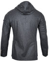 ELEVENTY MEN'S WOOL FLANNEL JACKET WITH REMOVABLE HOOD - DARK CHARCOAL