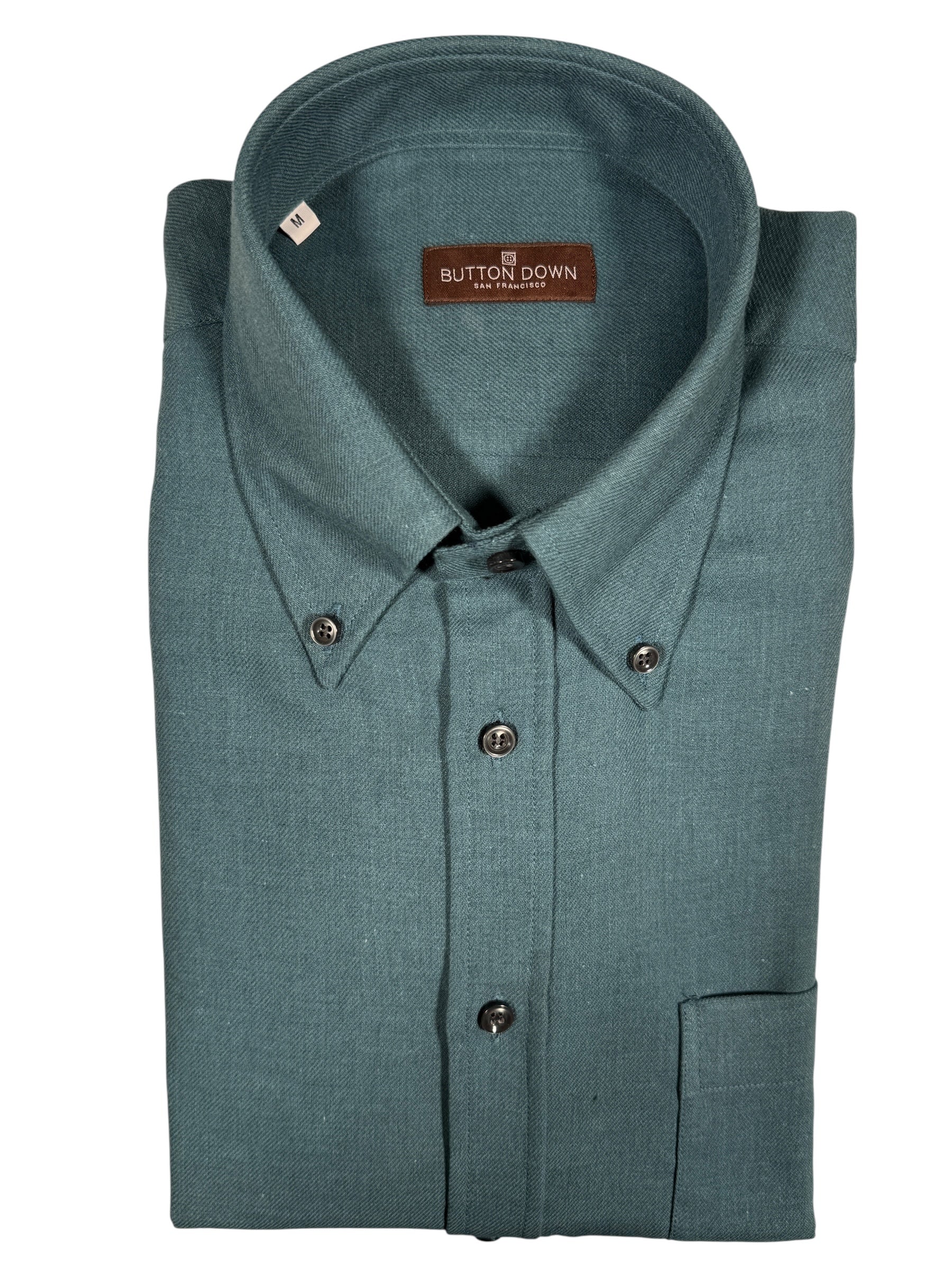 BUTTON DOWN SPORT SHIRT - BRUSHED COTTON/WOOL TEAL