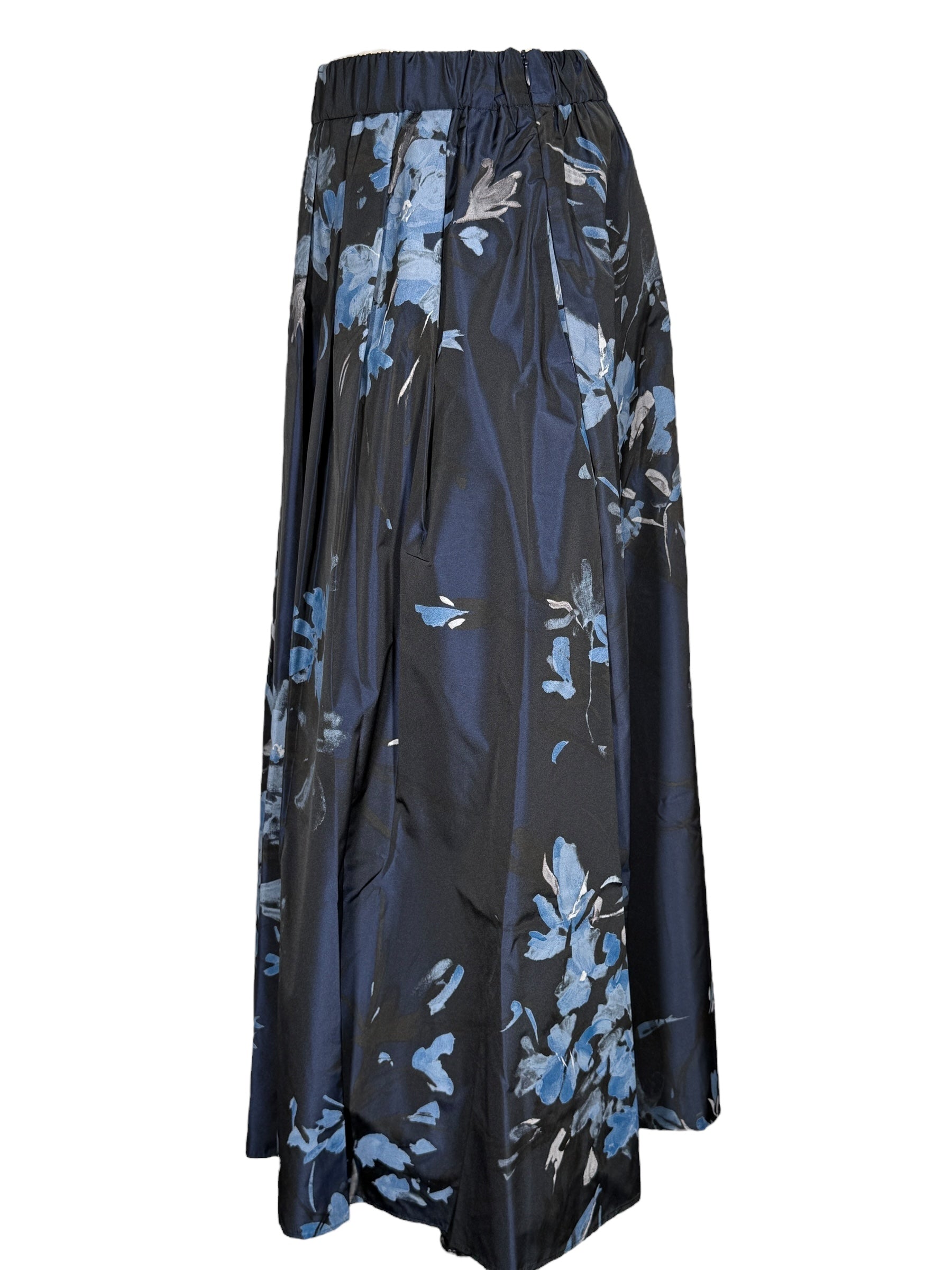 ROSSO 35 FLORAL TAFFETA SKIRT - NAVY
