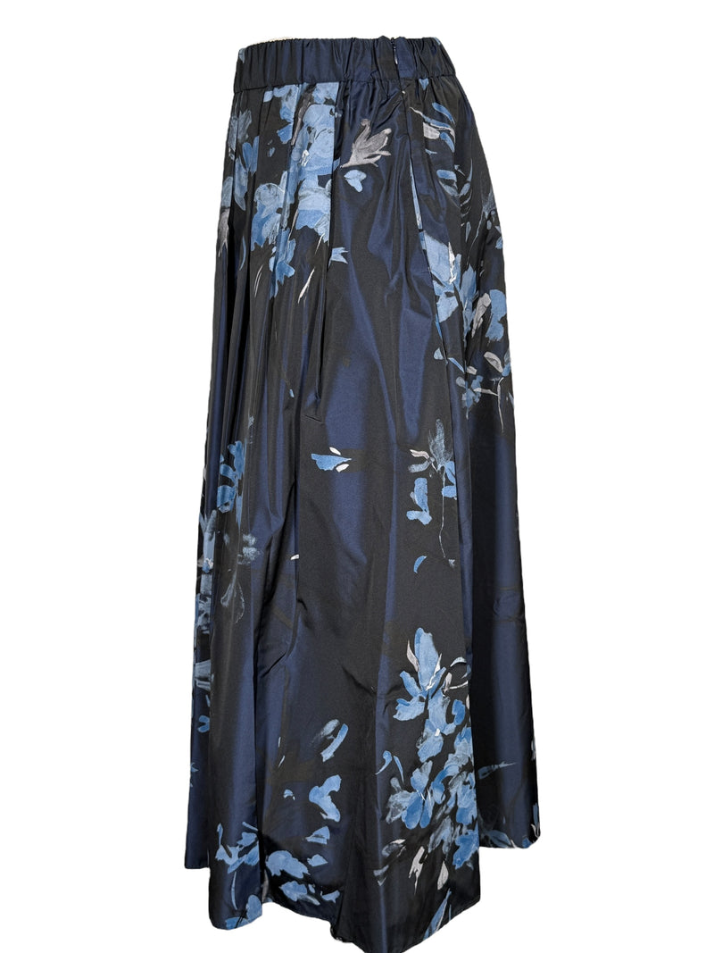 ROSSO 35 FLORAL TAFFETA SKIRT - NAVY