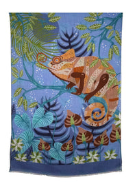 CALABRESE 1924 DOUBLE FACE WOOL SCARF - BLUE CHAMELEON