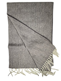 ALAN PAINE KINROSS CASHMERE HERRINGBONE SCARF - FOSSIL