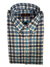 BUTTON DOWN SPORT SHIRT - BRUSHED AQUA PLAID