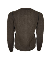 REPEAT CASHMERE RIB CARDIGAN - DARK BROWN