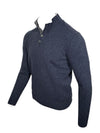BUTTON DOWN 4-BUTTON TIPPED SWEATER - DENIM