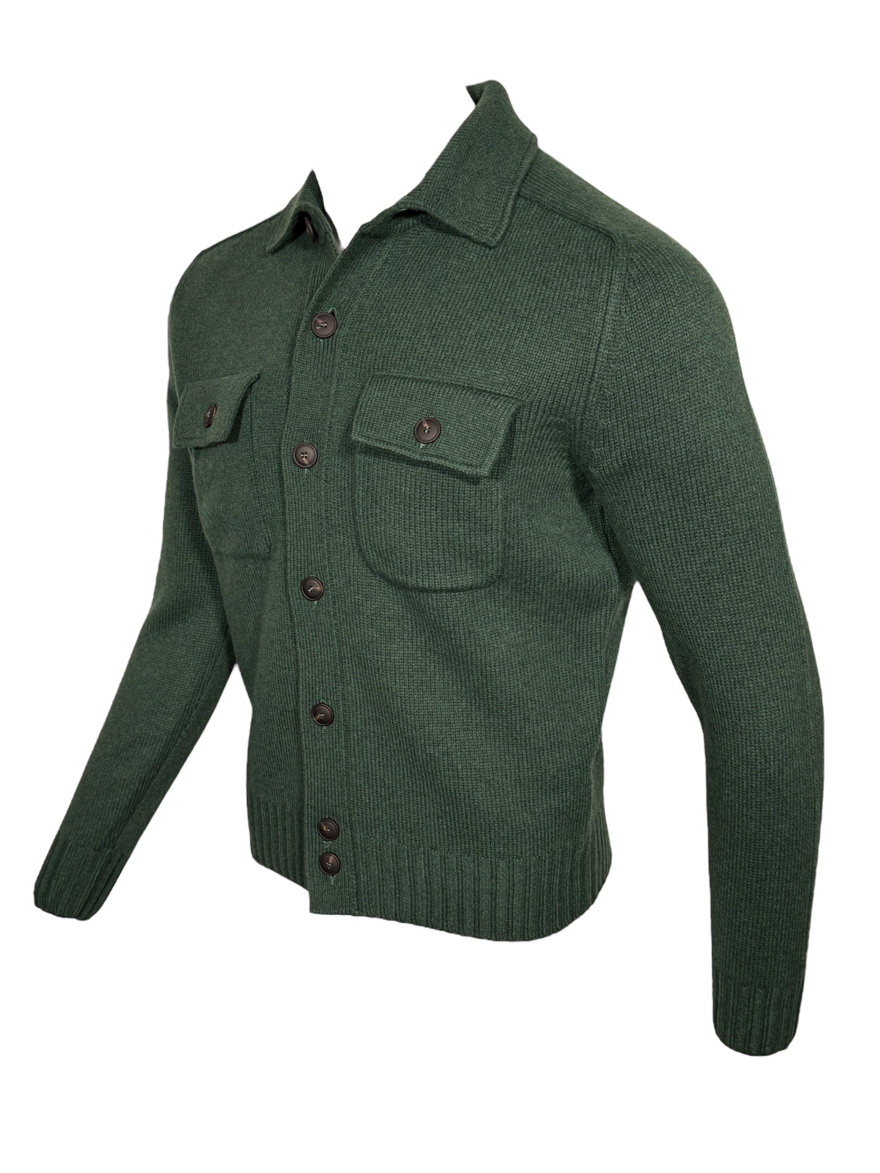 BUTTON DOWN MERINO CARDIGAN - GREEN