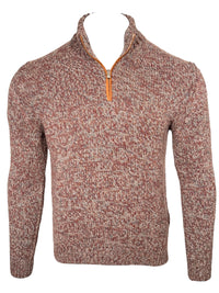 FEDELI CASHMERE 1/4 ZIP SWEATER - RED MIX