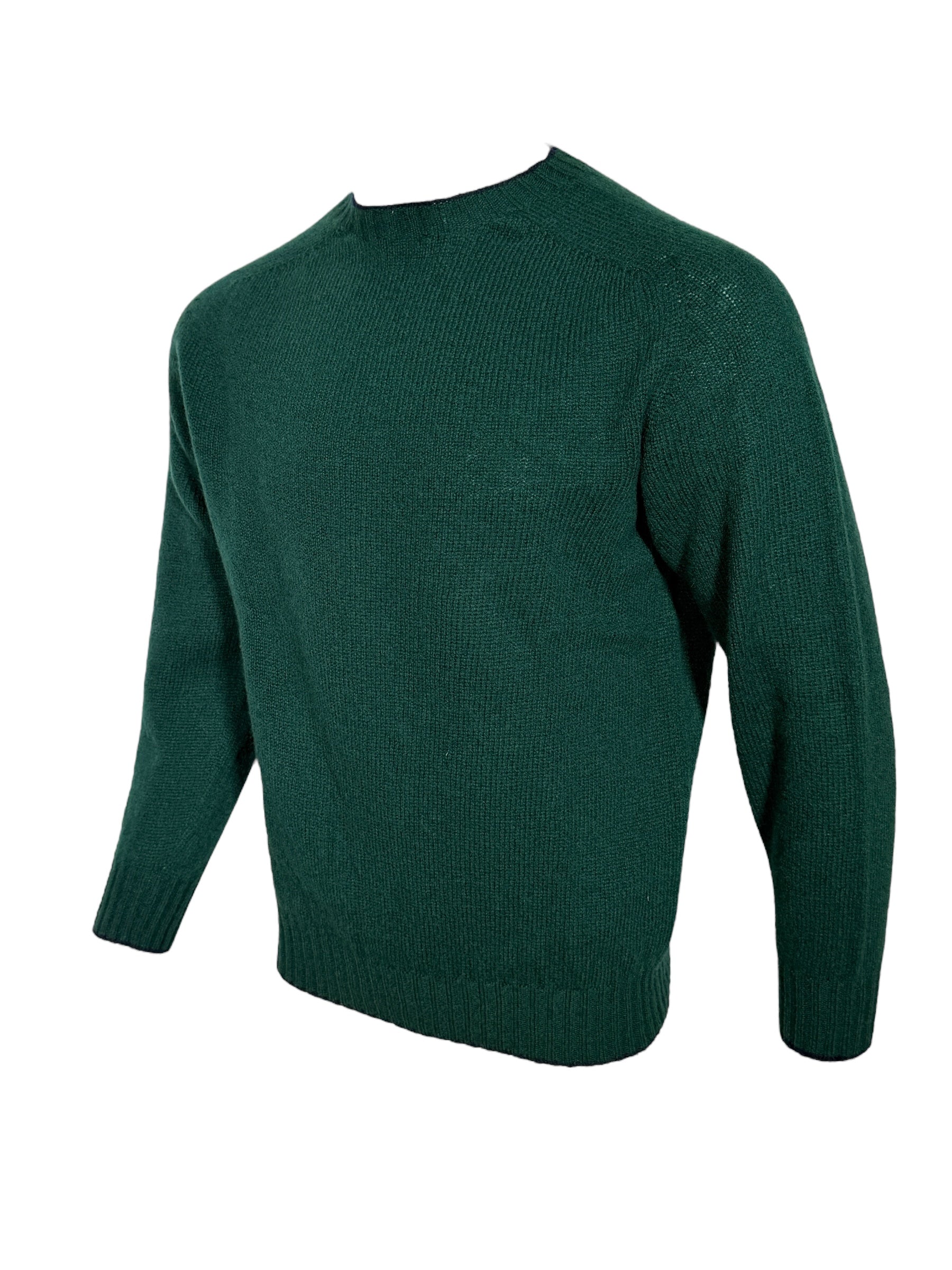 HARLEY OF SCOTLAND TIPPED SHETLAND WOOL SWEATER - TARTAN/NAVY