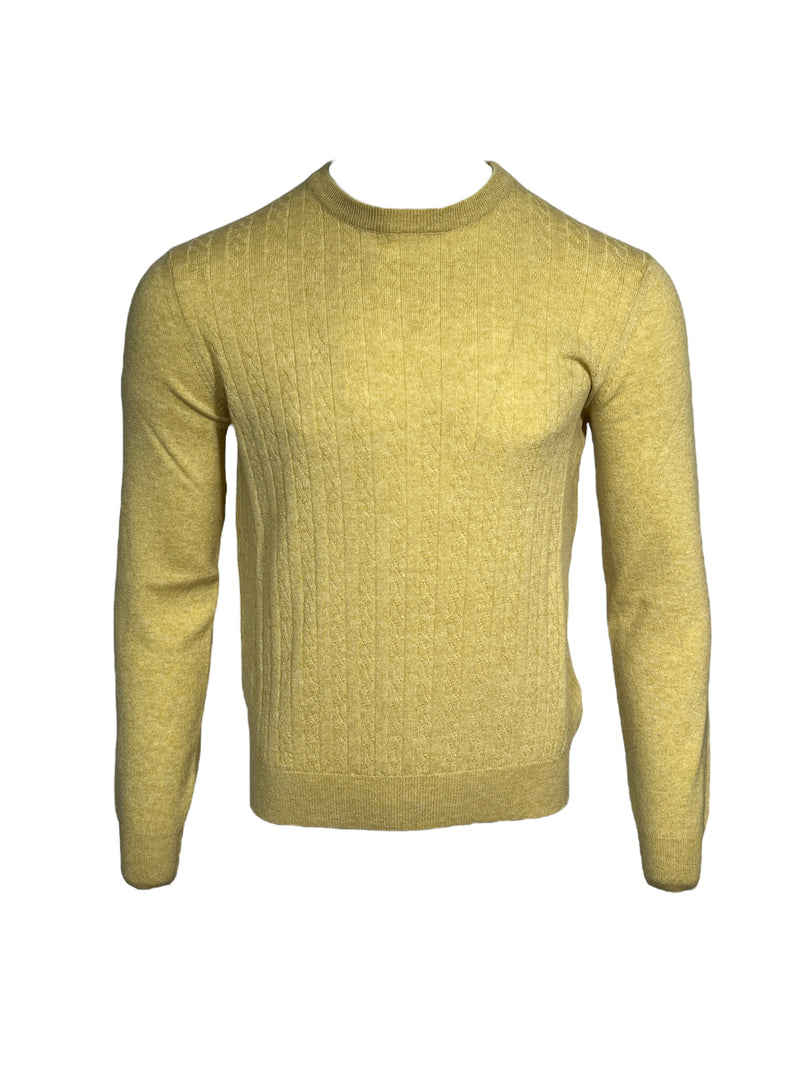 FIORONI CASHMERE CABLE KNIT SWEATER - YELLOW
