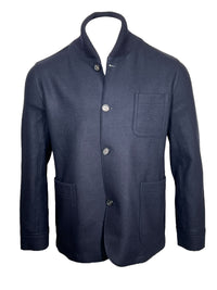 MANTO DENSE WOOL JERSEY JACKET - NAVY