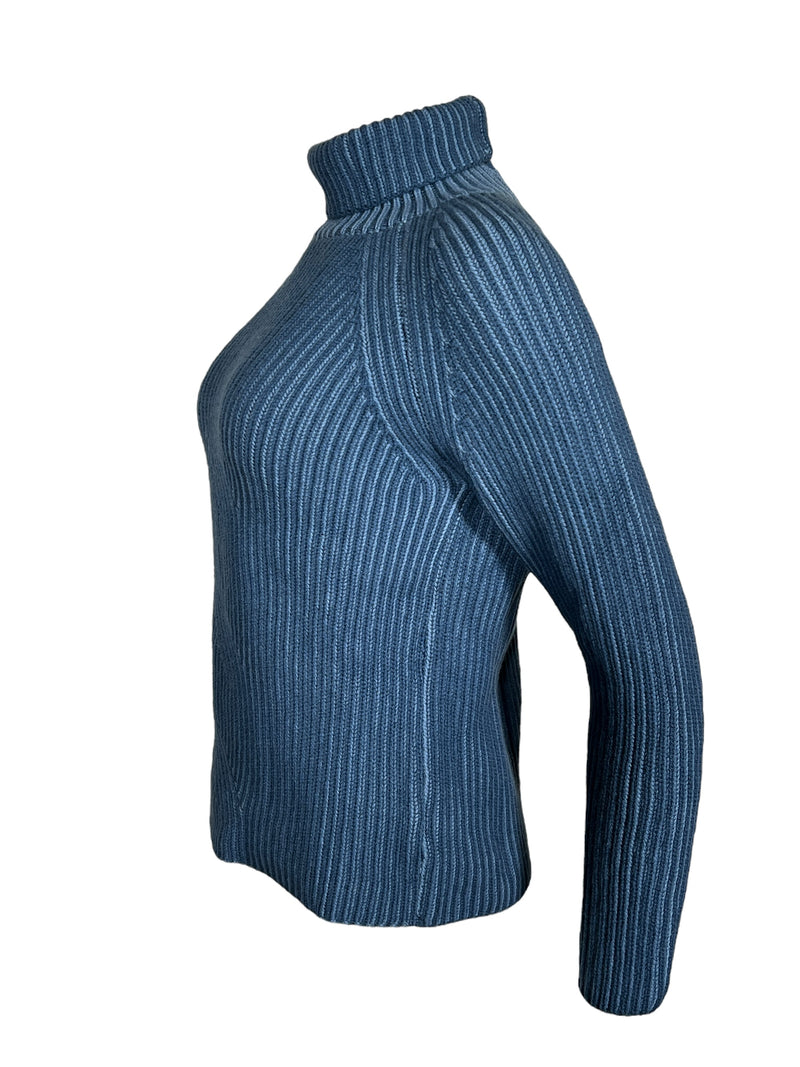 ADESI CASHMERE TWISTED RIB SWEATER - BLU PAON/NIAGARA