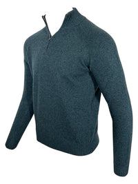 FIORONI CASHMERE MEN'S RAGLAN 1/4 ZIP SWEATER - PETROL