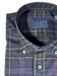 CALDER CARMEL MEN'S BLACKWATCH PLAID SHIRT - NAVY/OLIVE