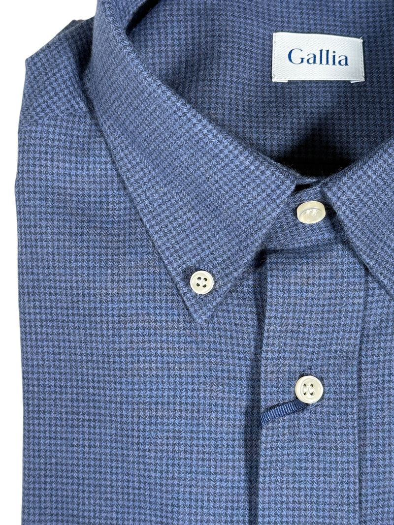 GALLIA MEN'S SHIRT - NAVY MICRO HOUNDSTOOTH