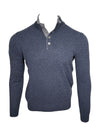 BUTTON DOWN 4-BUTTON TIPPED SWEATER - DENIM