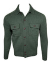 BUTTON DOWN MERINO CARDIGAN - GREEN