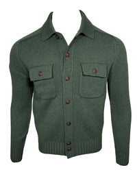 BUTTON DOWN MERINO CARDIGAN - GREEN