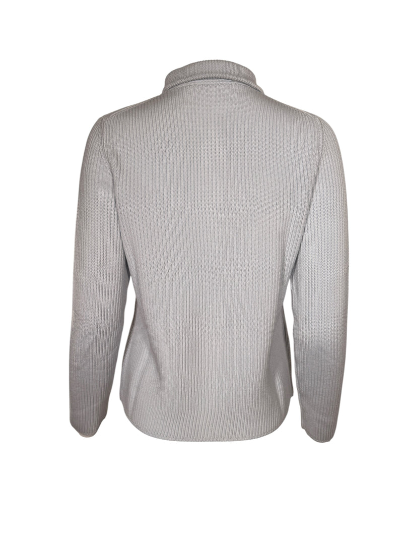 HUBERT GASSER HORIZONTAL RIB CARDIGAN - PALE BLUE