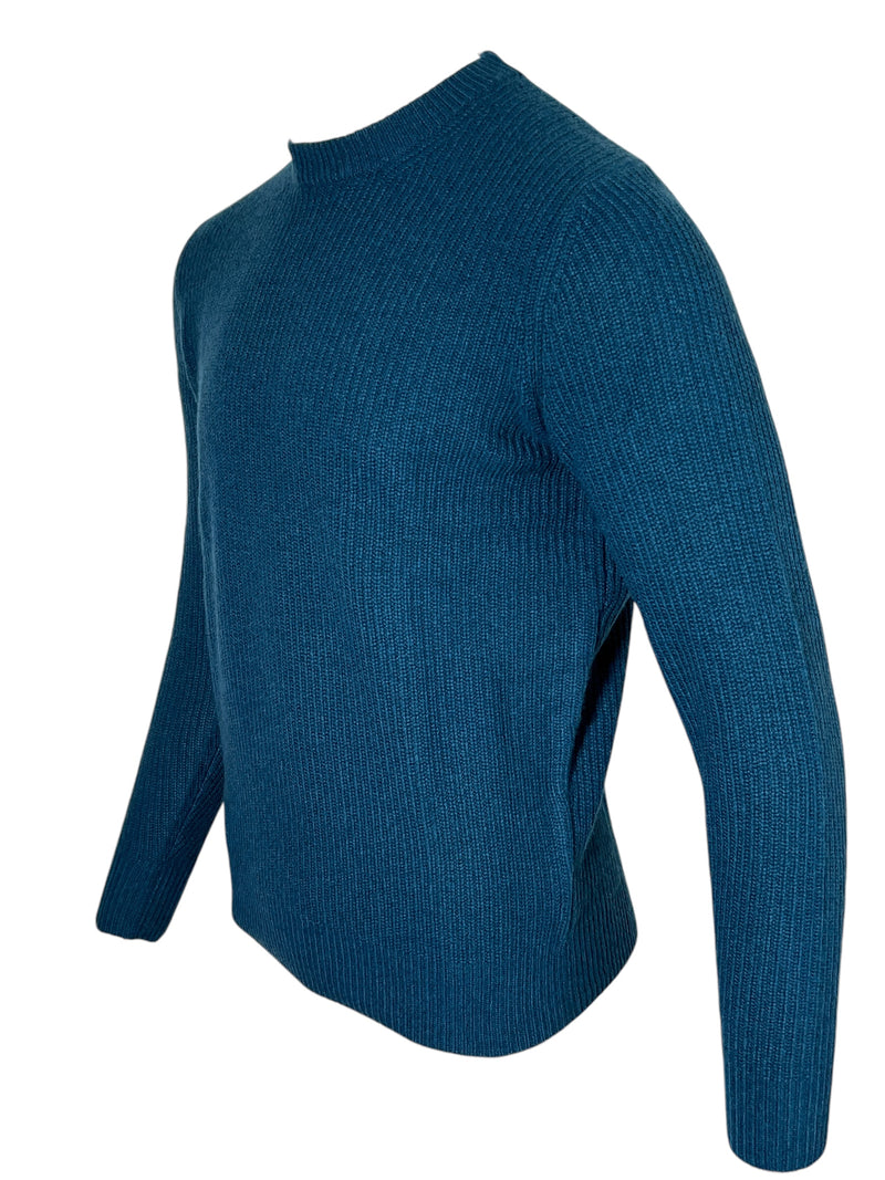 ALAN PAINE HEPPLE CASHMERE CREW SWEATER - BOTTLE BLUE