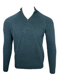 FIORONI CASHMERE MEN'S RAGLAN 1/4 ZIP SWEATER - PETROL