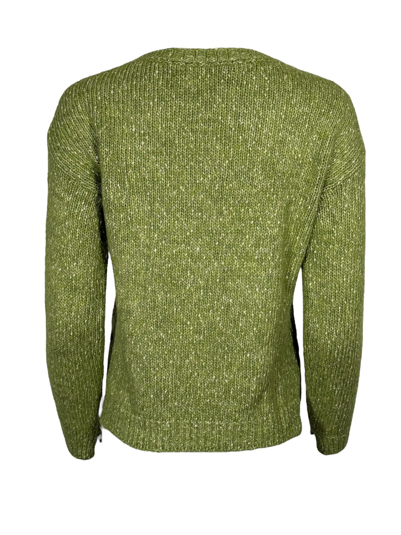ANNECLAIRE MELANGE CREW SWEATER - GREEN APPLE