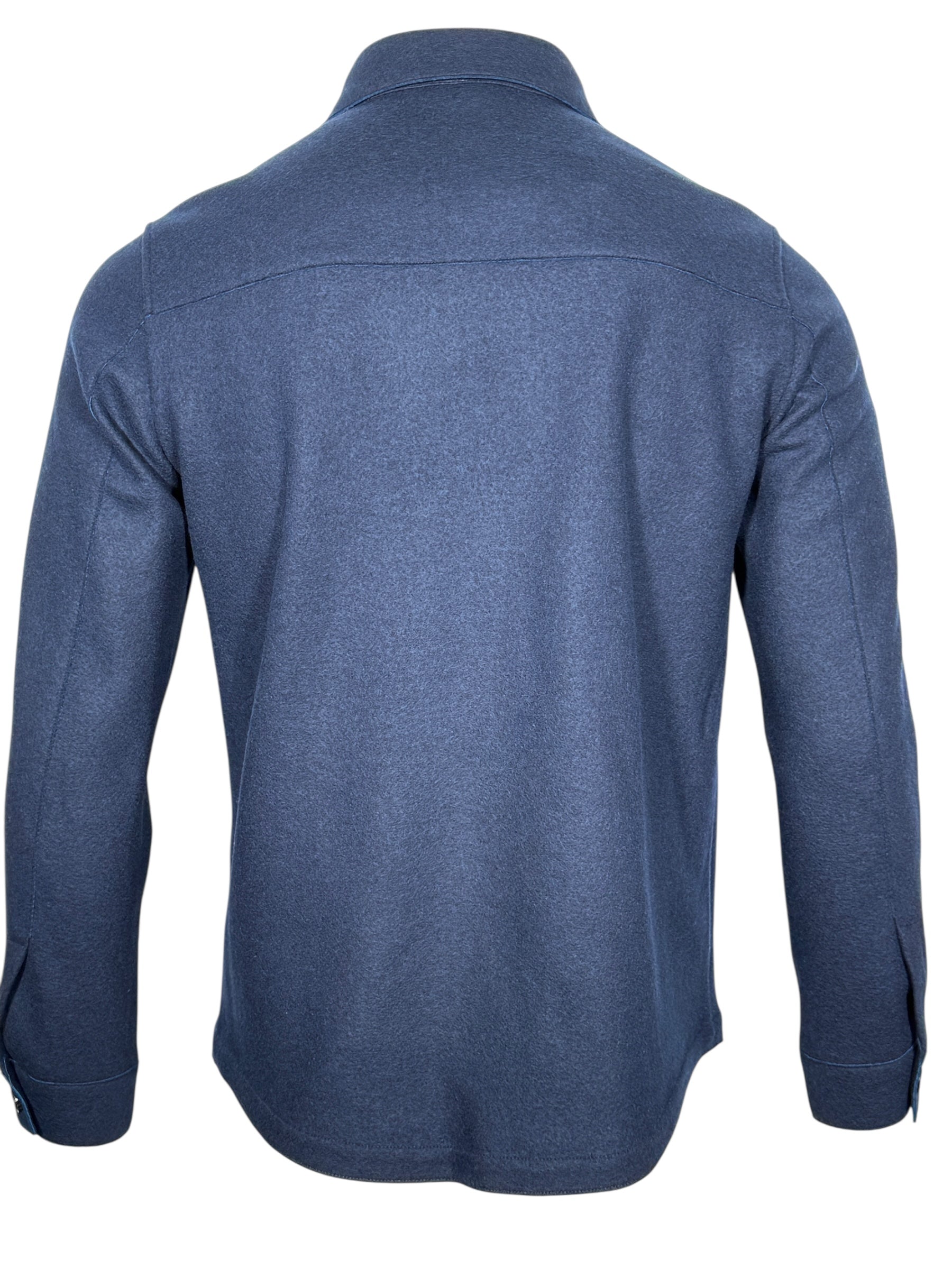 MAURIZIO BALDASSARI RAW EDGE WOOL OVERSHIRT JACKET - NAVY