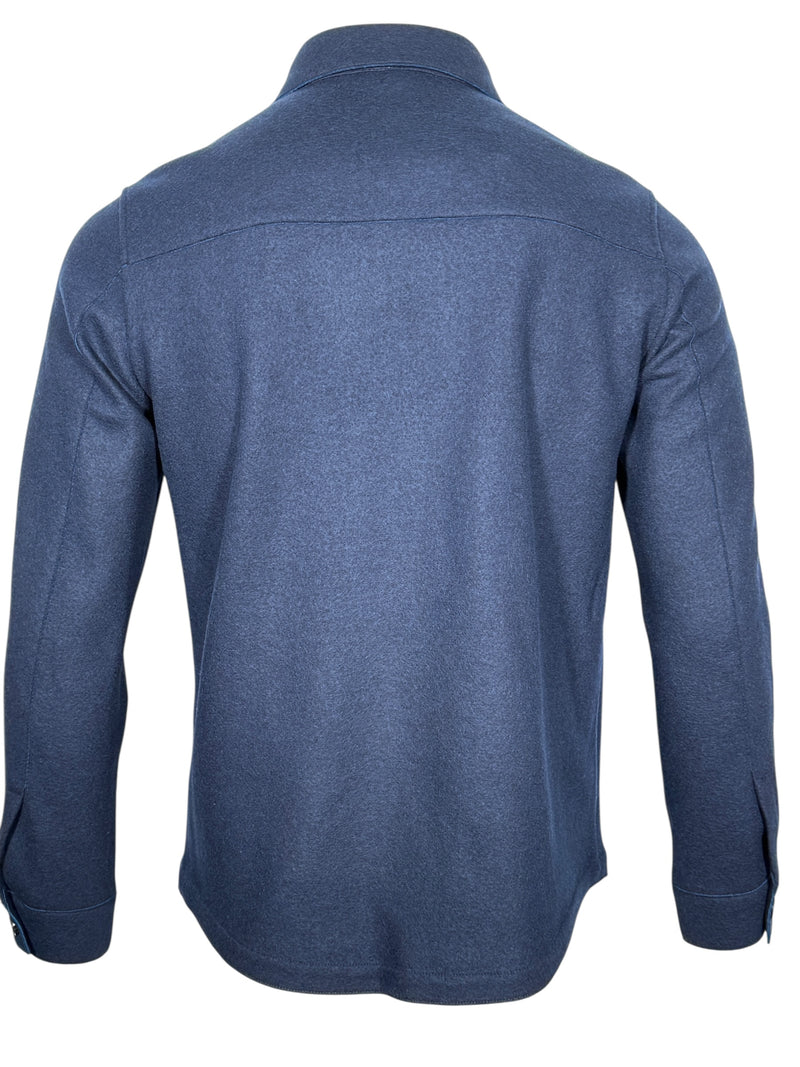 MAURIZIO BALDASSARI RAW EDGE WOOL OVERSHIRT JACKET - NAVY