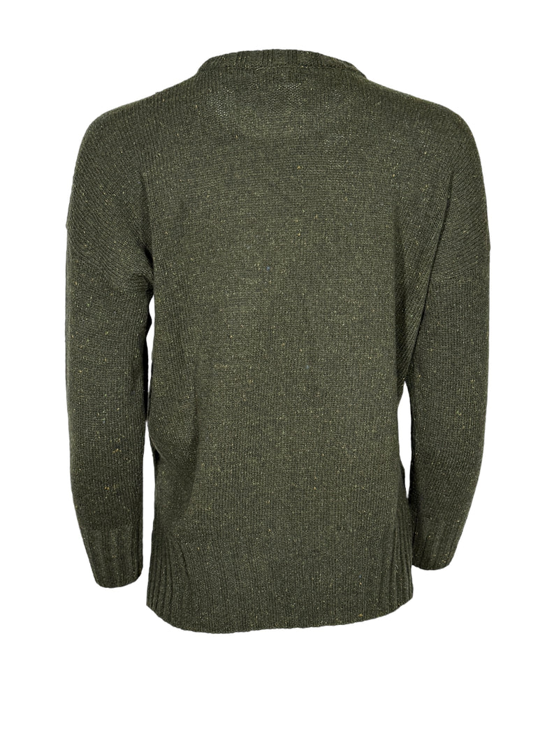 BASE MILANO TWEED ROUNDNECK SWEATER - DARK GREEN