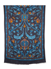 CALABRESE 1924 DOUBLE FACE WOOL SCARF - NAVY POMEGRANATE