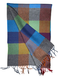 ALAN PAINE ACHMORY CASHMERE CHECK SCARF - MARINER BLUE