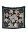 FRANCO FERRARI DOUBLE-SIDED WOOL SCARF - GREY FLORAL