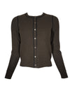 REPEAT CASHMERE RIB CARDIGAN - DARK BROWN