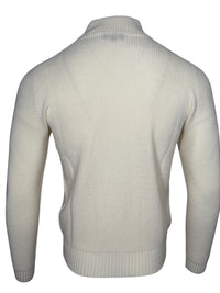 BUTTON DOWN RAINWOOL 1/4 ZIP SWEATER - IVORY