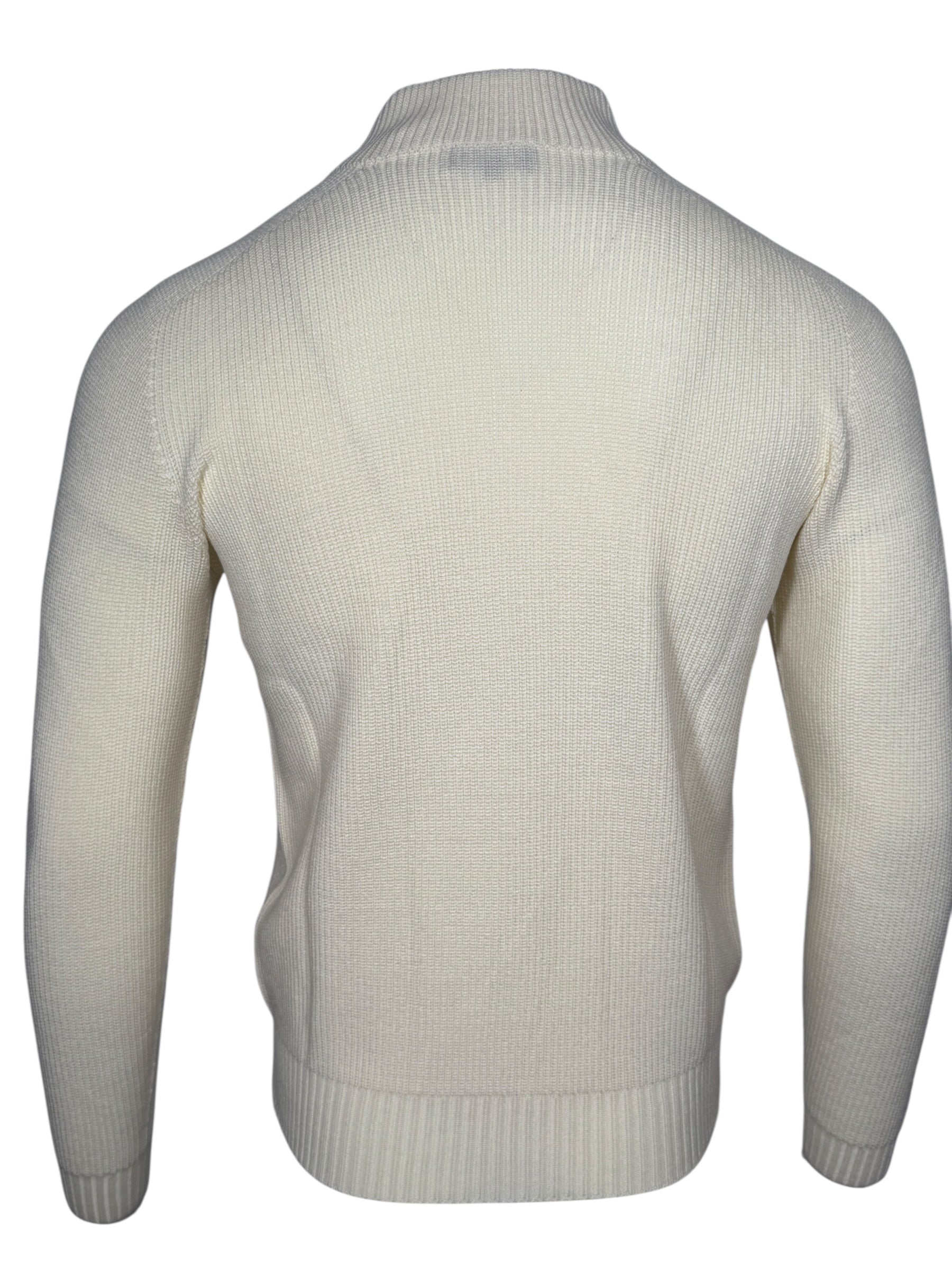 BUTTON DOWN RAINWOOL 1/4 ZIP SWEATER - IVORY