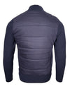 BUTTON DOWN FLANNEL JACKET WITH KNIT SLEEVES - NAVY