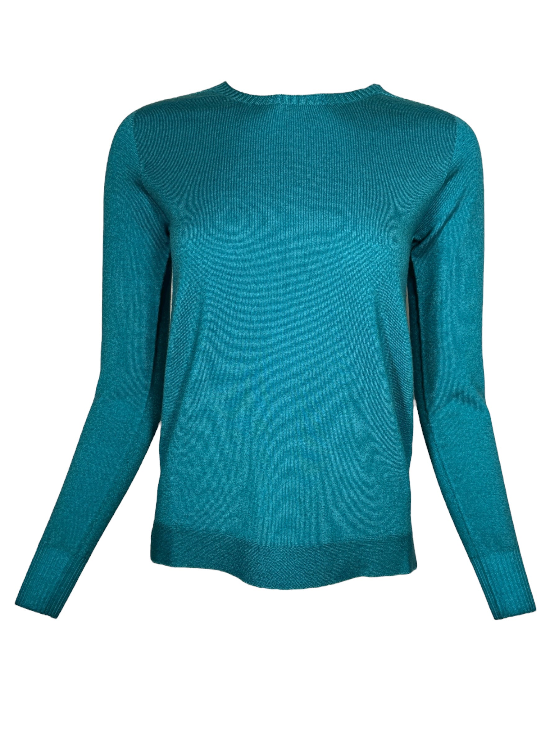 AROVESCIO ROUND NECK RIB SWEATER - MALDIVE