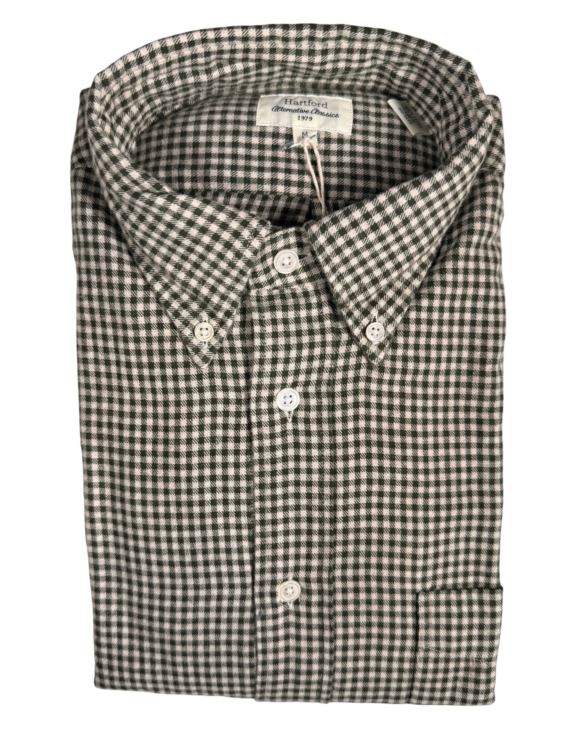 HARTFORD MEN'S CASUAL GINGHAM SHIRT - GREEN & IVORY