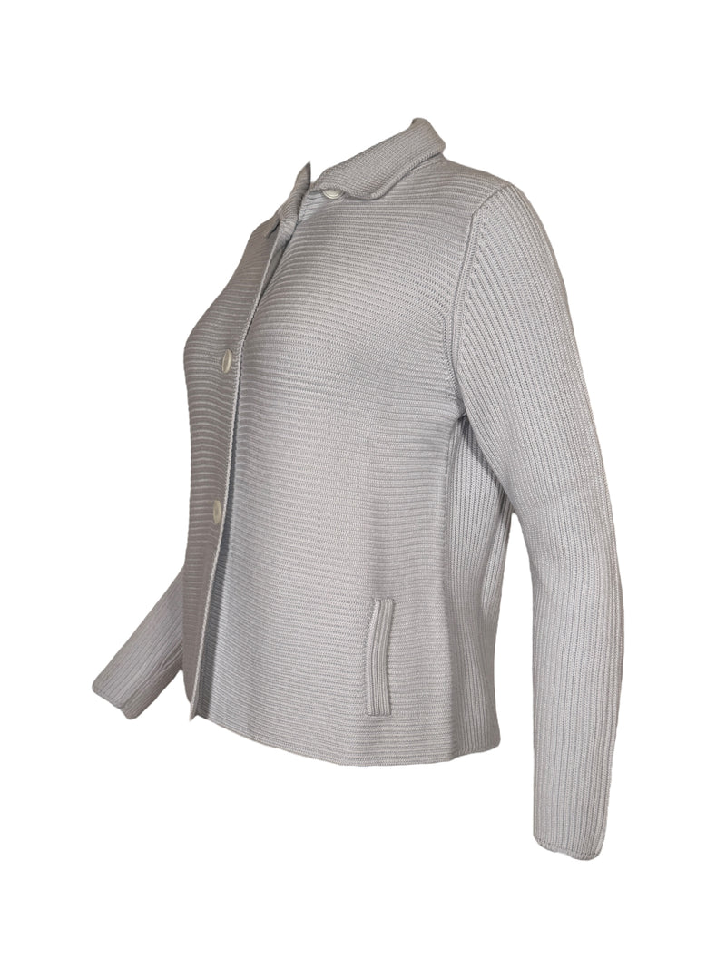 HUBERT GASSER HORIZONTAL RIB CARDIGAN - PALE BLUE