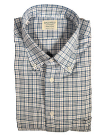 MAZZARELLI SPORT SHIRT - LIGHT BLUE/NAVY PLAID