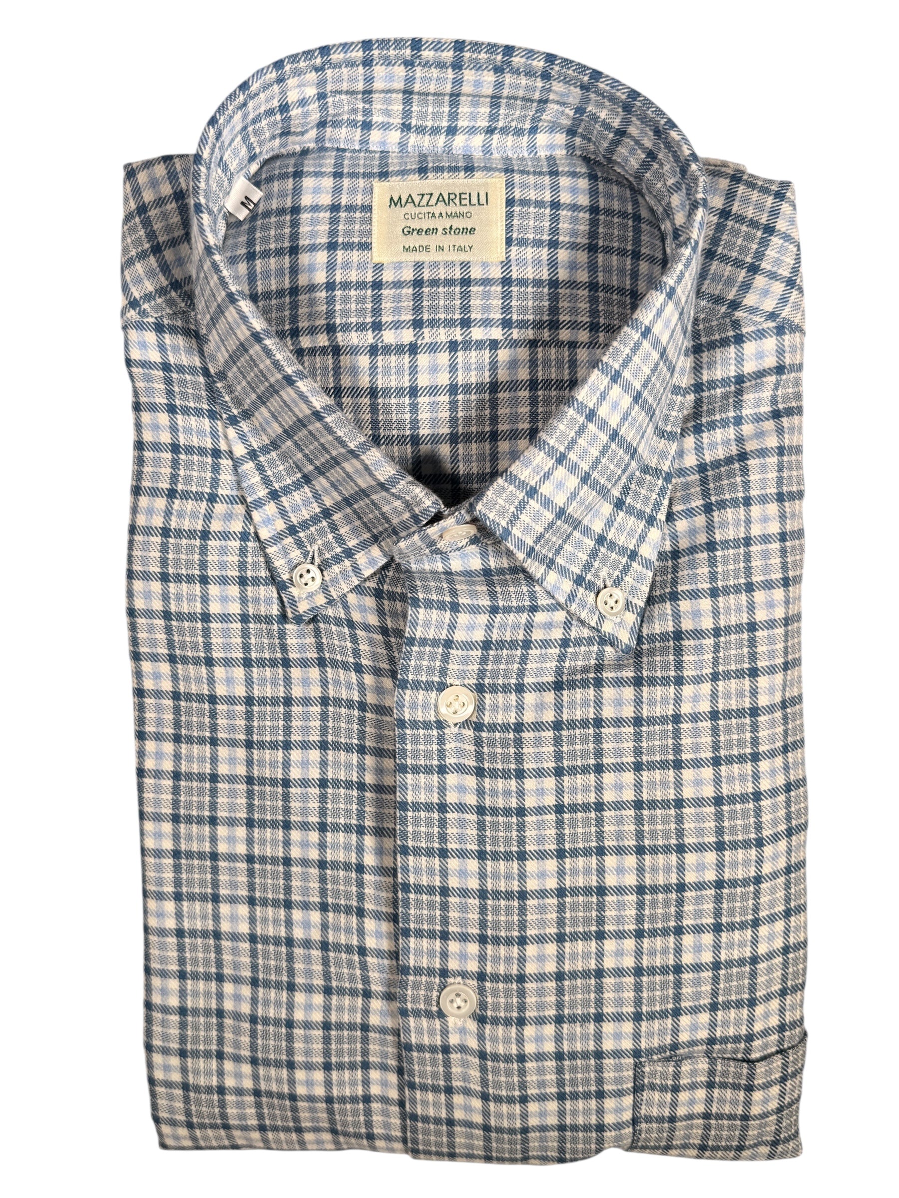 MAZZARELLI SPORT SHIRT - LIGHT BLUE/NAVY PLAID