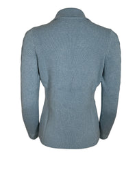 KINROSS CABLE SLEEVE NOTCH COLLAR CARDIGAN - COVE