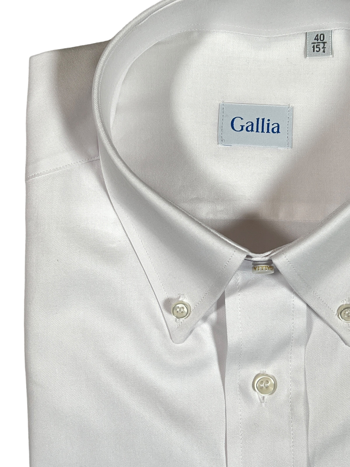 GALLIA MEN'S SHIRT - SOLID WHITE OXFORD