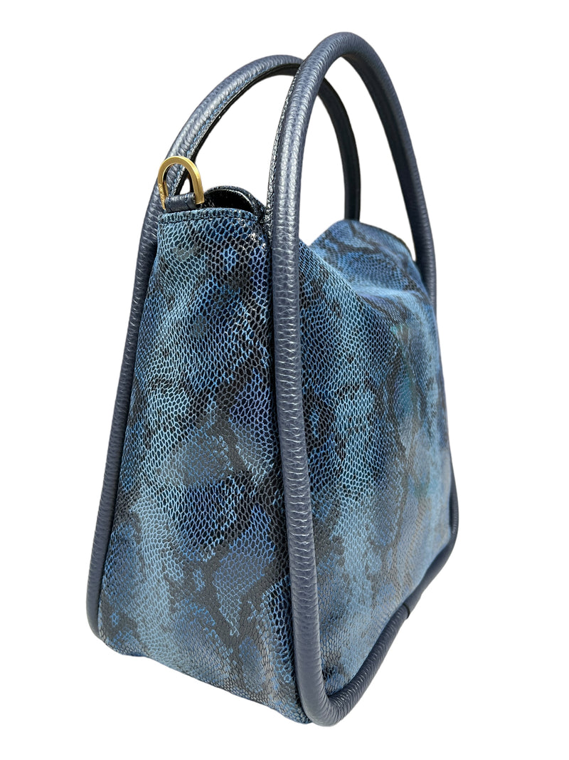 ARCADIA AGATA HANDBAG - BLU 'PYTHON'