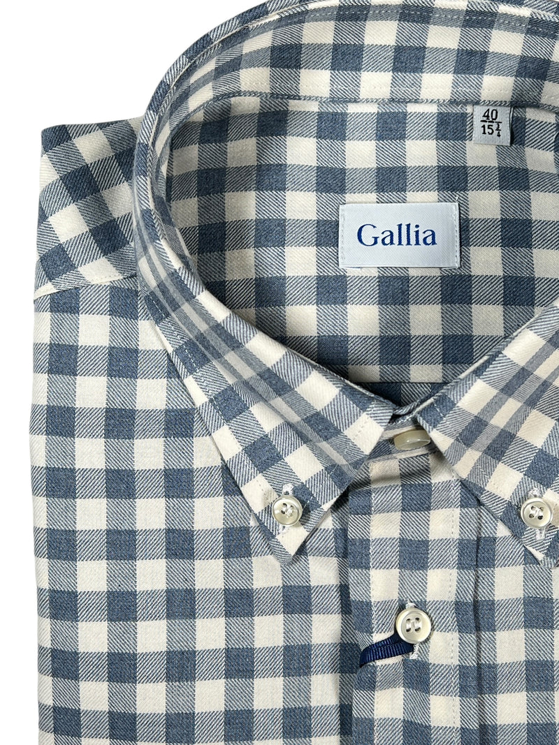 GALLIA MEN'S SHIRT - STEEL BLUE CHECK