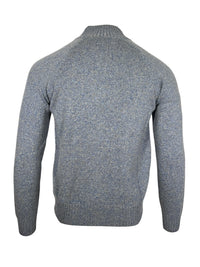 FIORONI CASHMERE MEN'S RAGLAN 1/4 ZIP SWEATER - LIGHT BLUE/BEIGE BLEND