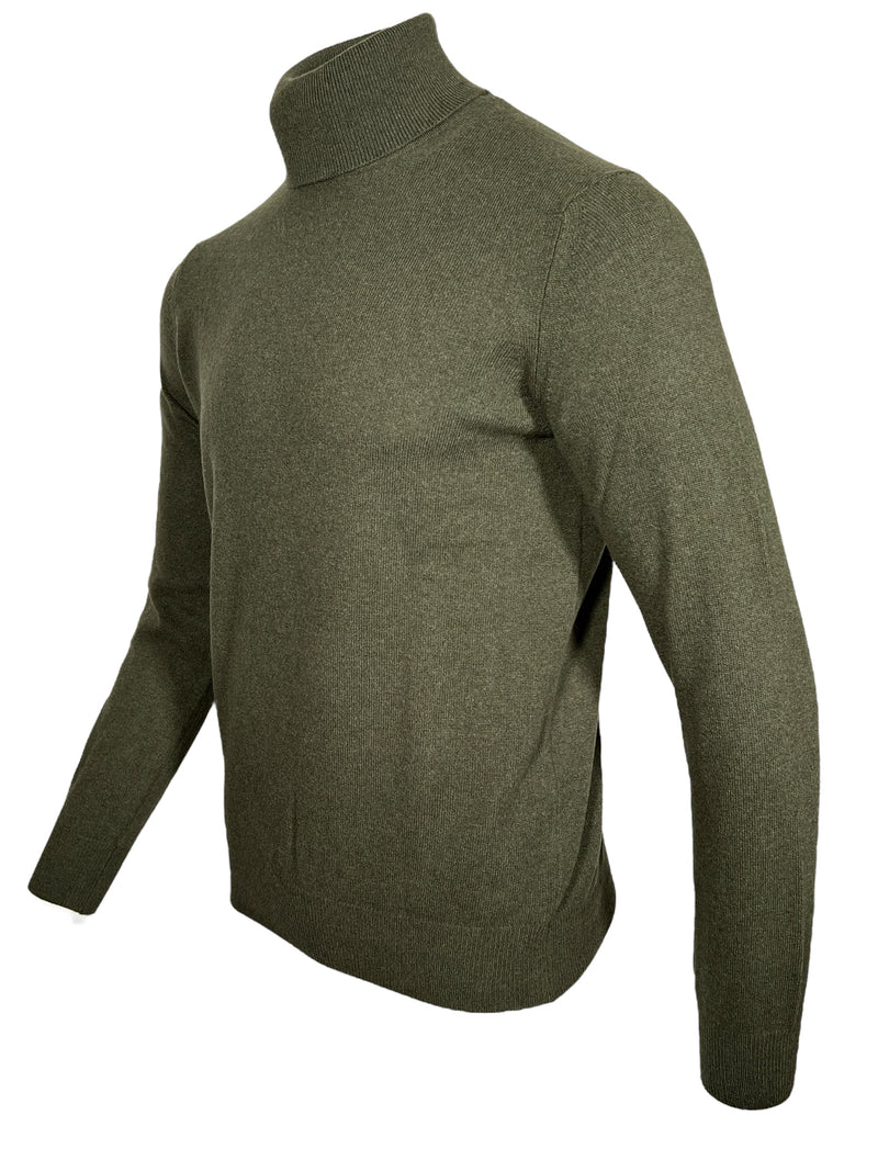 FLY3 CASHMERE TURTLE NECK SWEATER - OLIVE