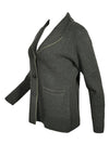 KINROSS HERRINGBONE NOTCH COLLAR CARDIGAN - LODEN/BLACK