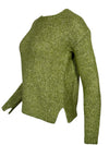 ANNECLAIRE MELANGE CREW SWEATER - GREEN APPLE