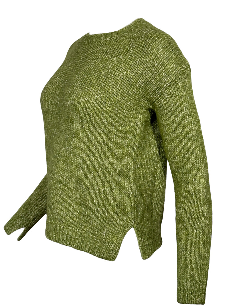 ANNECLAIRE MELANGE CREW SWEATER - GREEN APPLE